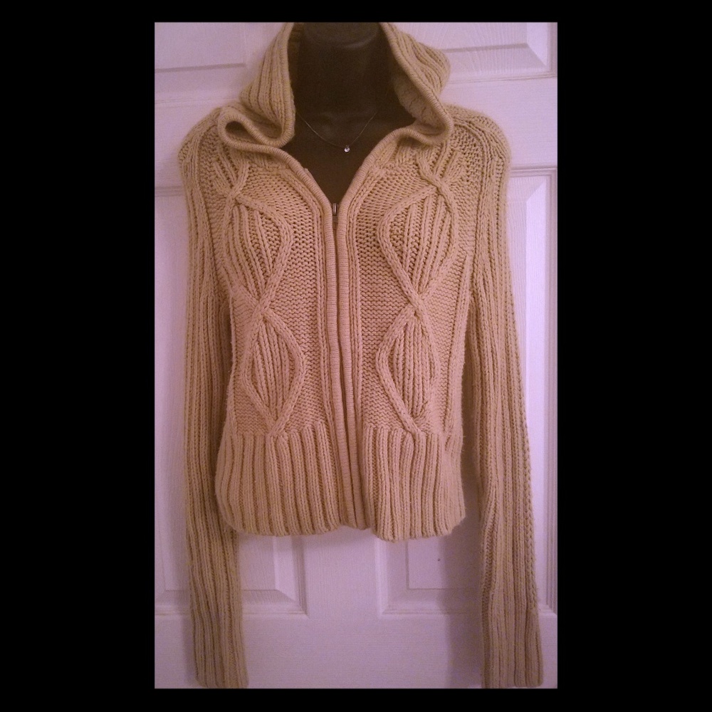 Tan full zip sweater